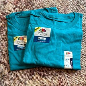 Fruit of the Loom Turquoise Crew Neck Tees